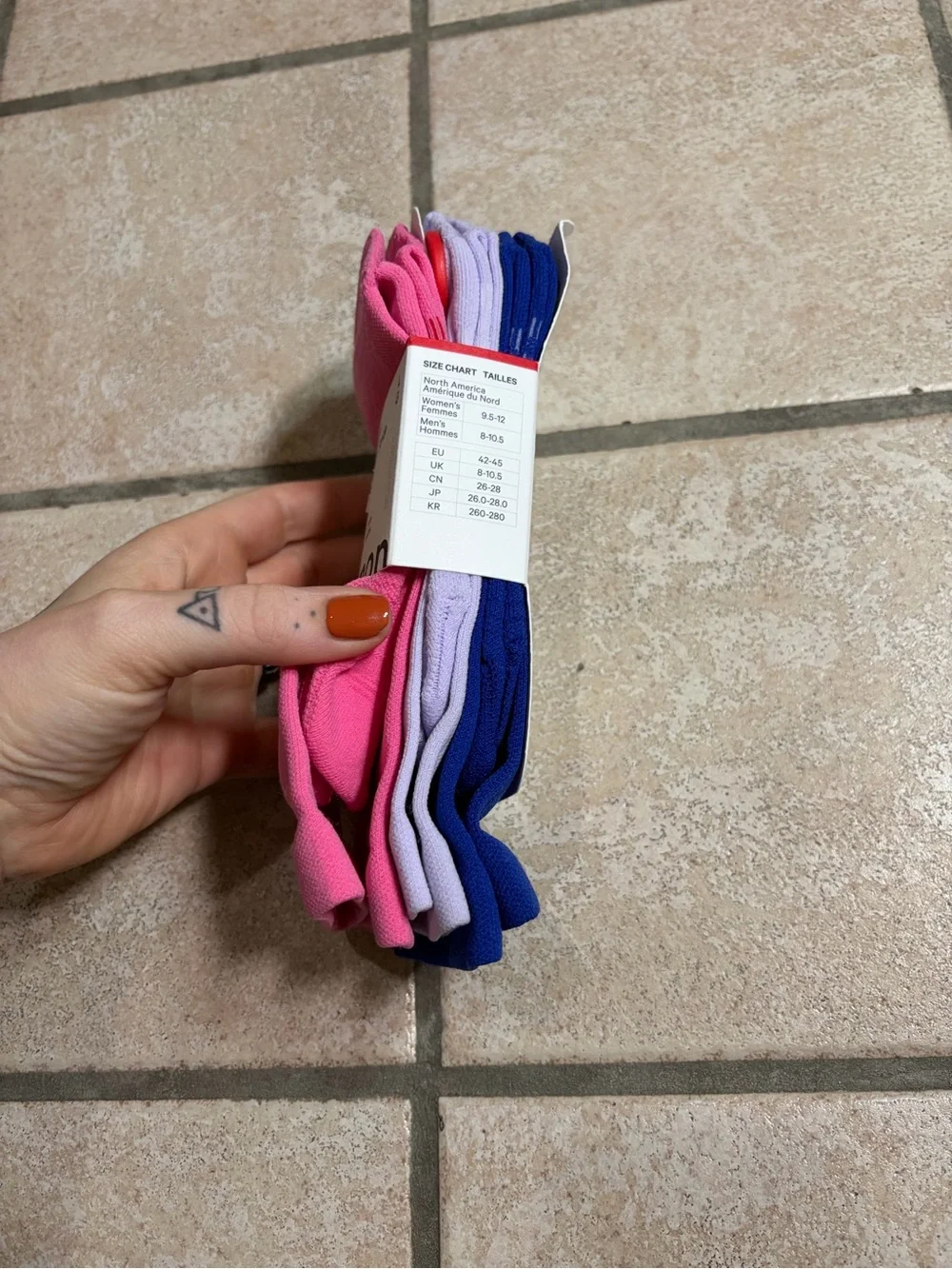 NWT Lululemon Power Stride Tab Socks *Crew (Raspberry/Sheer Violet/Riverside) L